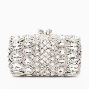 (CS) Reina Rhinestones Crystals Clutch Bag - Silver