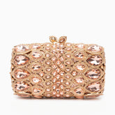 (CS) Reina Rhinestones Crystals Clutch Bag - Rose Gold