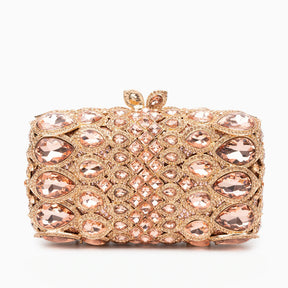 (CS) Reina Rhinestones Crystals Clutch Bag - Rose Gold