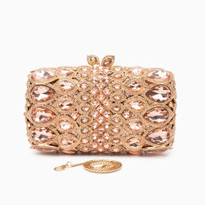 (CS) Reina Rhinestones Crystals Clutch Bag - Rose Gold