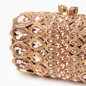 (CS) Reina Rhinestones Crystals Clutch Bag - Rose Gold
