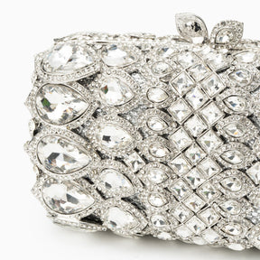(CS) Reina Rhinestones Crystals Clutch Bag - Silver