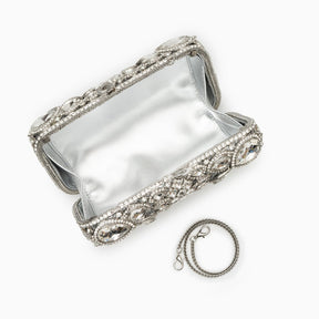 (CS) Reina Rhinestones Crystals Clutch Bag - Silver