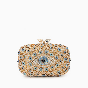 Crystal Evil Eye Clutch Bag - Gold